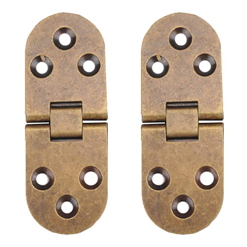 Tiberham Folding Flip Top Hinge, Tiberham 180 Degree Round Edge Sewing Machine Table Hinge, Heavy Duty Retro Style Butler Tray Backflap Hinges for Folding Table Cabinet Closet Door Furniture (Pack of 2) - Image 1